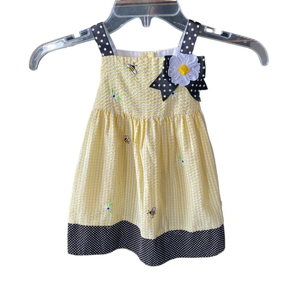 Emily Rose girls 2T yellow and black bee daisy sleeveless sundress